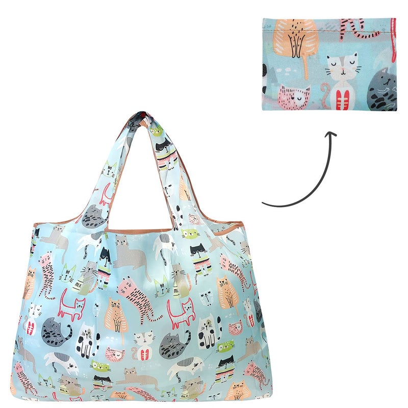 allydrew Large Foldable Tote Nylon Reusable Grocery Bag, Cool Cats - Image 4